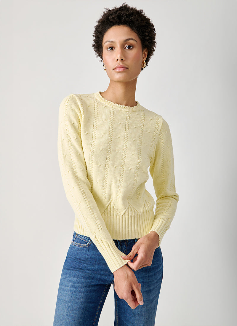 Autumn Cashmere Cropped Crew With Zig Zag Bottom Sweater