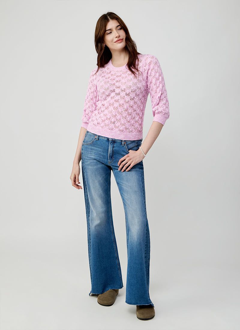 Fancy Stitch Puff Sleeve Sweater by Autumn Cashmere | Andrews