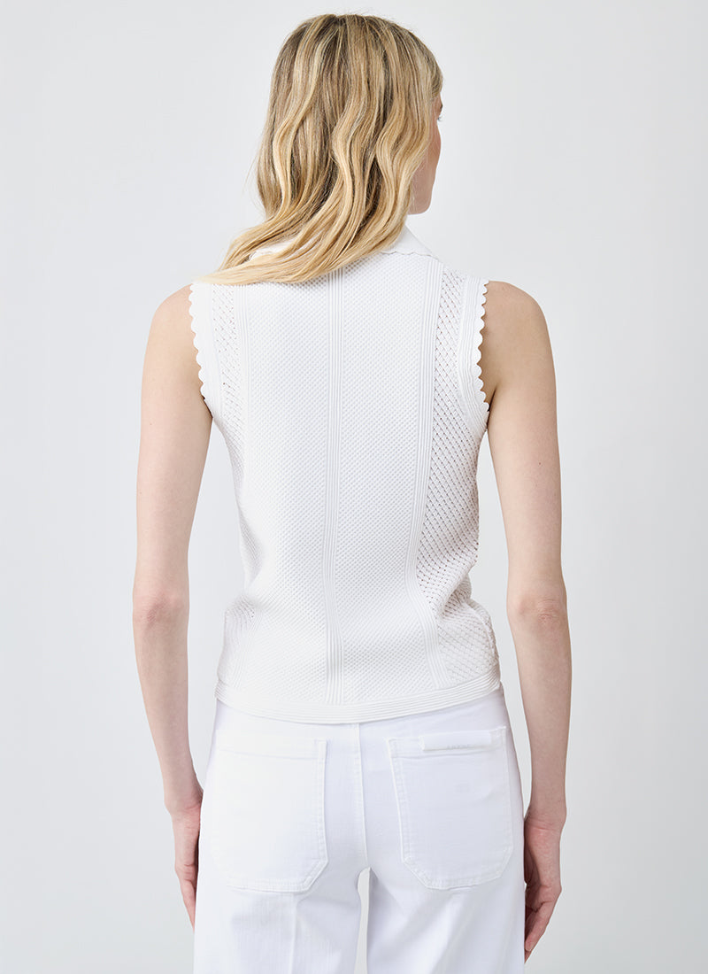 Autumn Cashmere Mesh Keyhole Johnny Collar Sweater