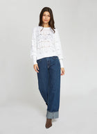 Autumn Cashmere Pointelle Juliette Sleeve Crew Neck Pullover