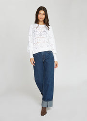 Autumn Cashmere Pointelle Juliette Sleeve Crew Neck Pullover