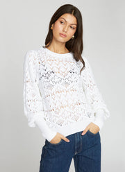Autumn Cashmere Pointelle Juliette Sleeve Crew Neck Pullover