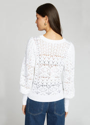 Autumn Cashmere Pointelle Juliette Sleeve Crew Neck Pullover