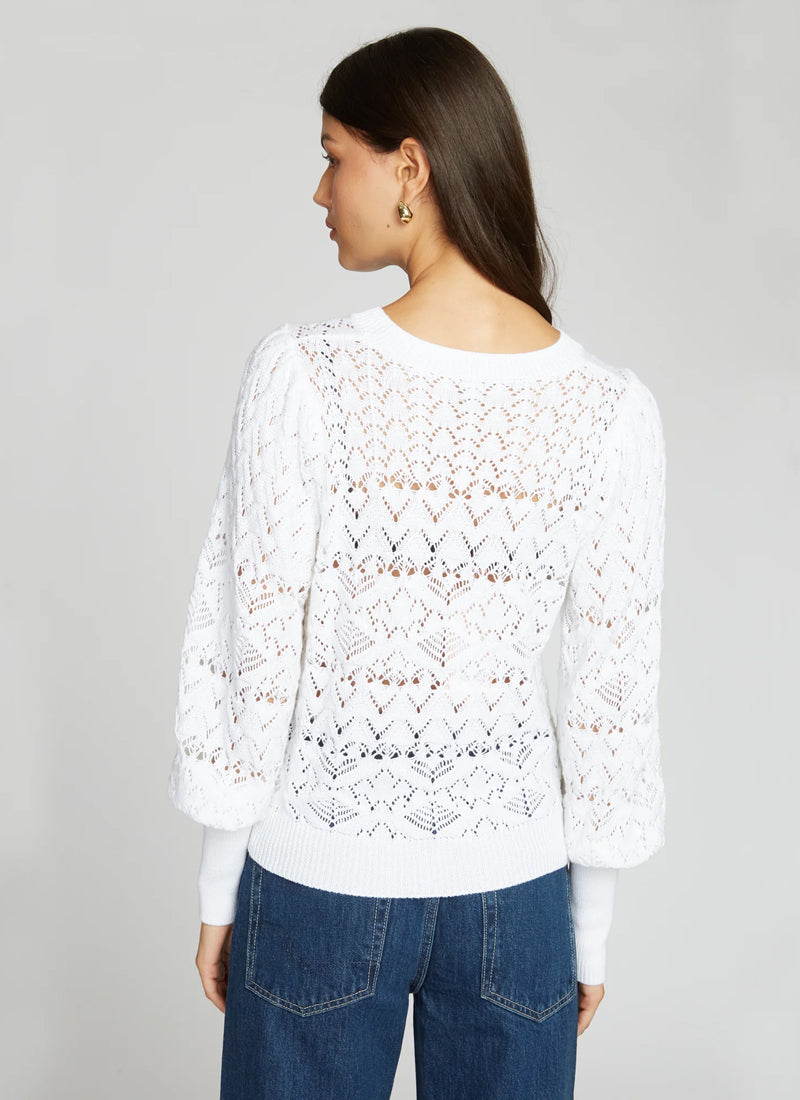 Autumn Cashmere Pointelle Juliette Sleeve Crew Neck Pullover