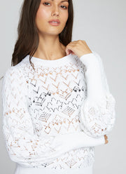 Autumn Cashmere Pointelle Juliette Sleeve Crew Neck Pullover