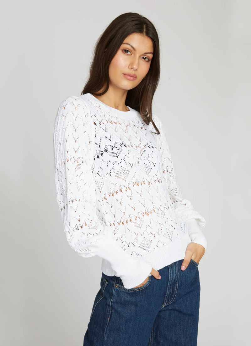 Autumn Cashmere Pointelle Juliette Sleeve Crew Neck Pullover