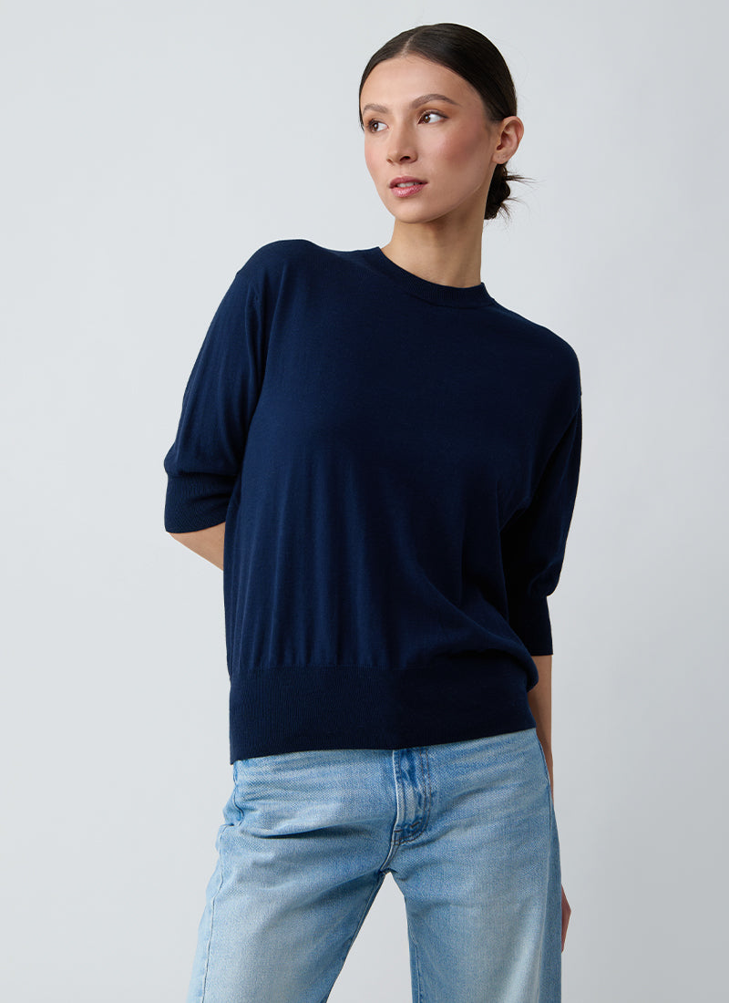 Autumn Cashmere Elbow Sleeve Relaxed Crew Sweater