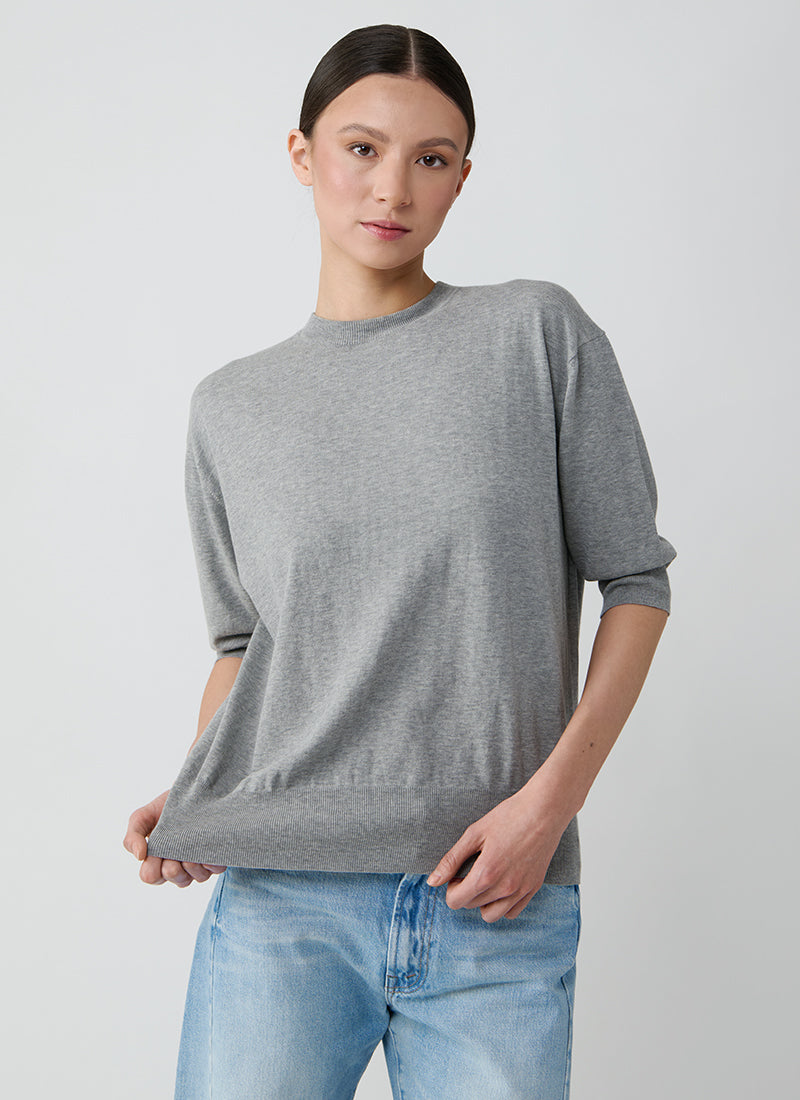 Autumn Cashmere Elbow Sleeve Relaxed Crew Sweater