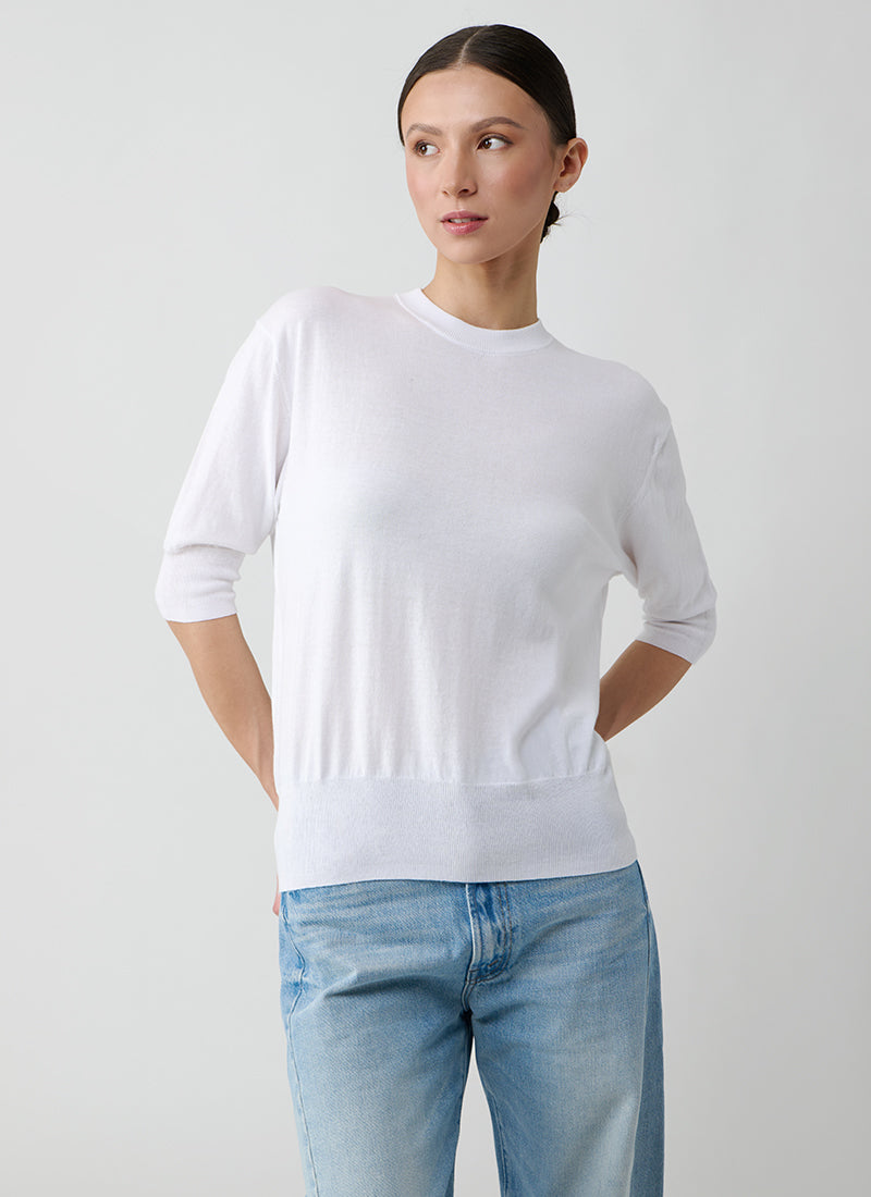 Autumn Cashmere Elbow Sleeve Relaxed Crew Sweater