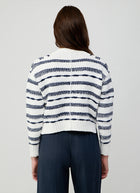 Broken Stripe Crop V Neck Cardigan