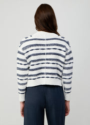Broken Stripe Crop V Neck Cardigan