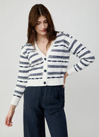 Broken Stripe Crop V Neck Cardigan