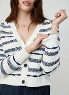 Broken Stripe Crop V Neck Cardigan