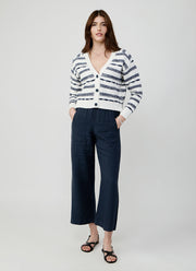 Broken Stripe Crop V Neck Cardigan
