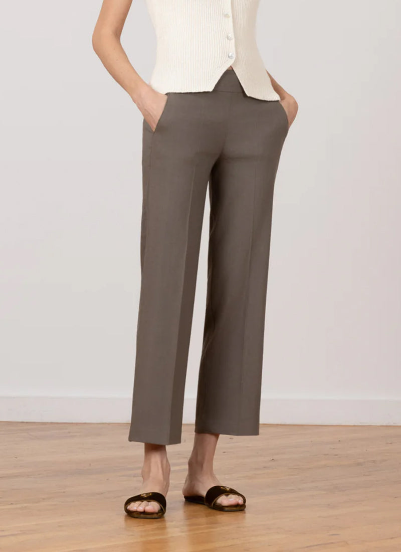 Avenue Montaigne Grace Linen Ankle Wide Leg Pants