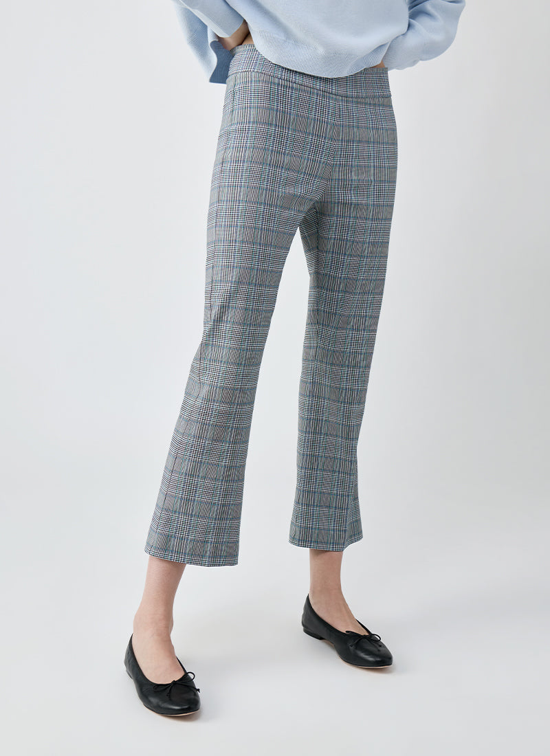 Avenue Montaigne Leo Crop Flare Plaid Pants
