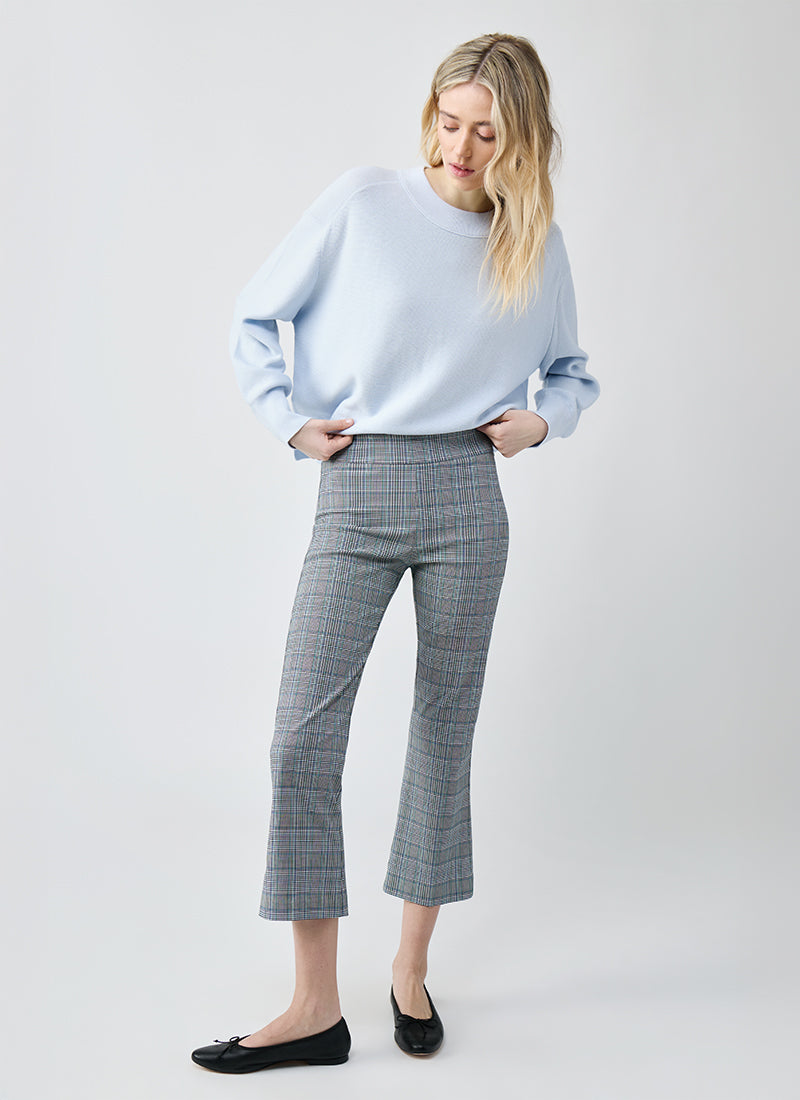 Avenue Montaigne Leo Crop Flare Plaid Pants