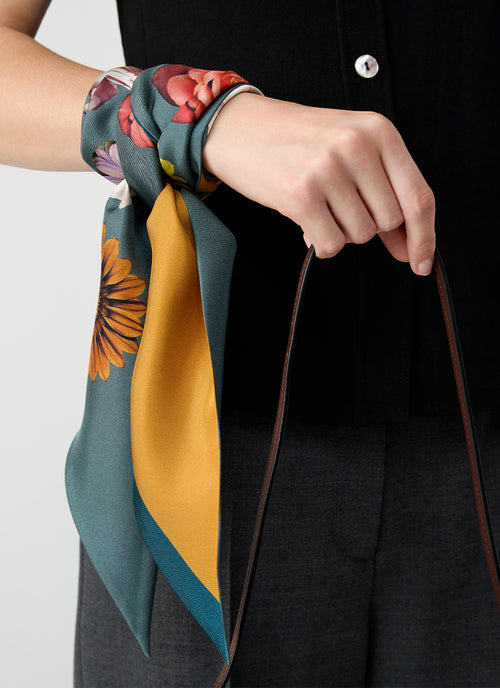  Twill Silk Twilly-Half Floral by BARBIERI at Andrews 