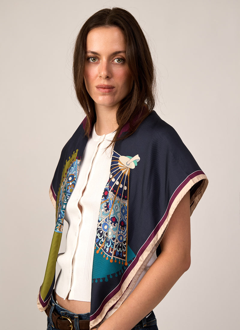 Fan Silk Twill Scarf