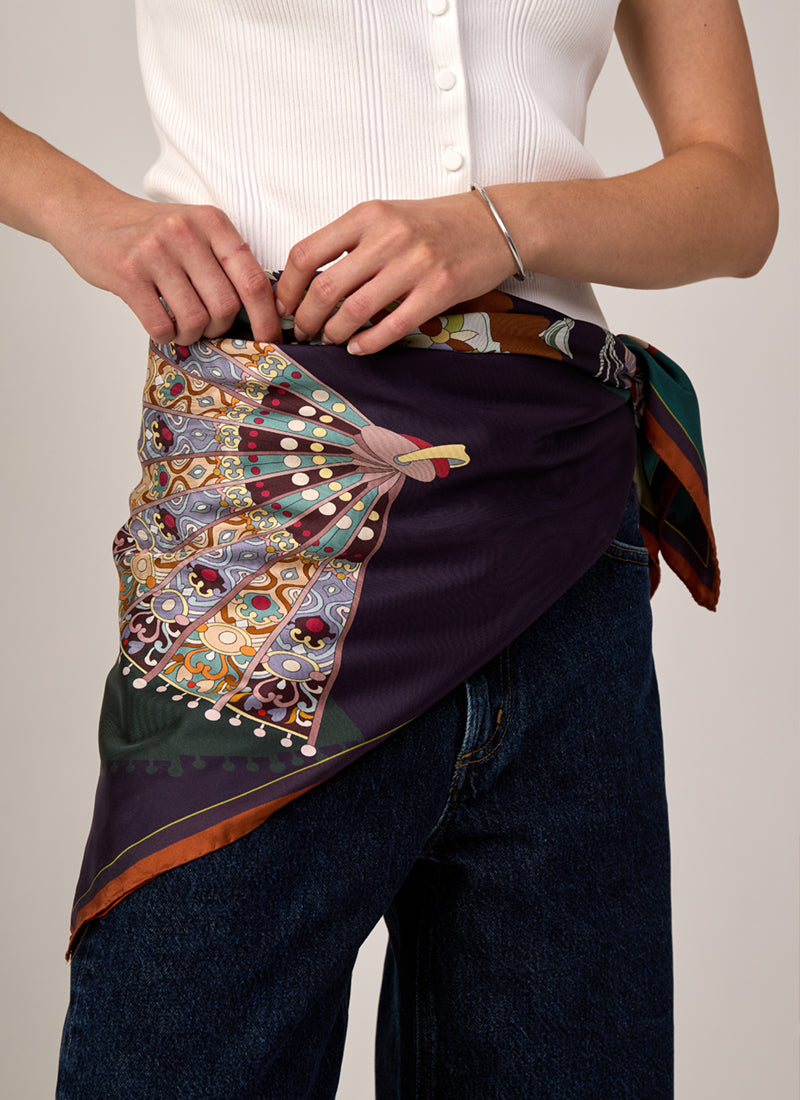Fan Silk Twill Scarf