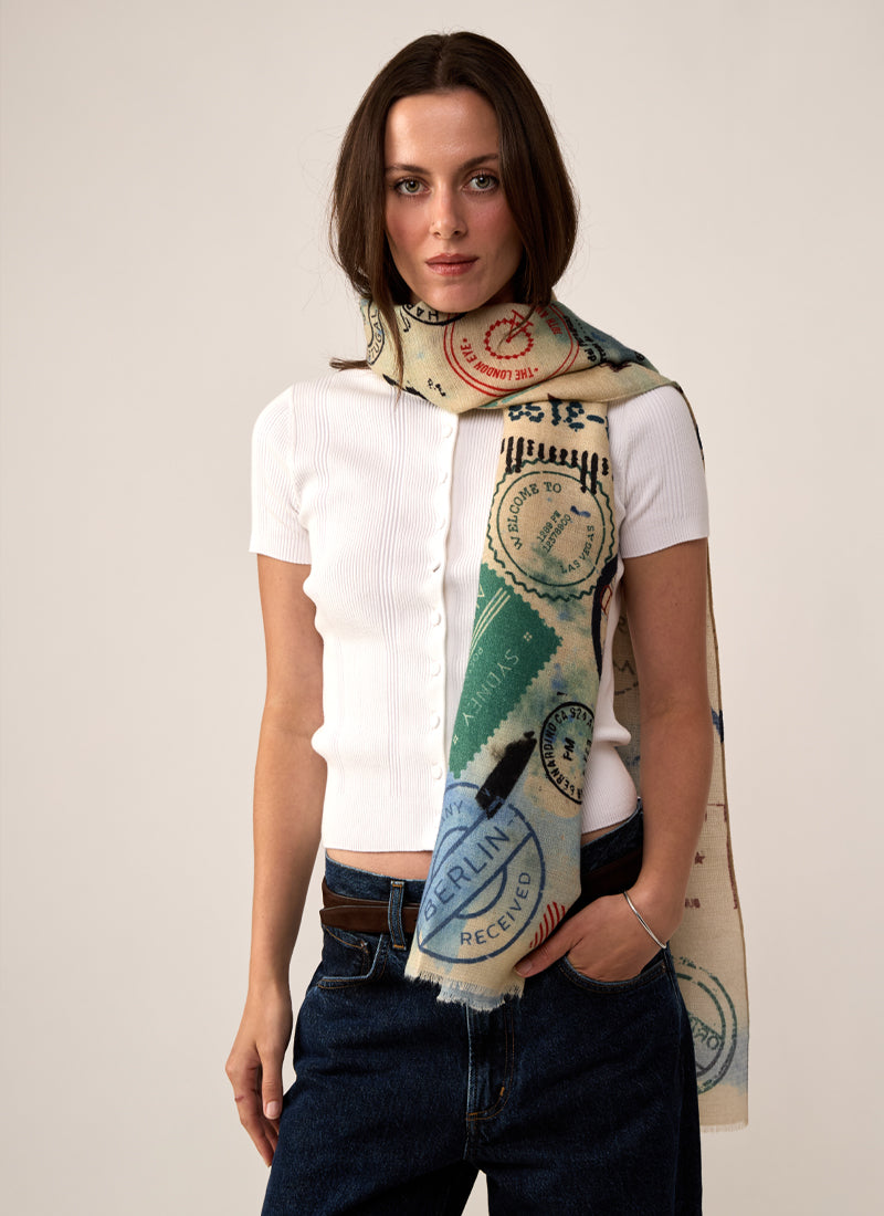 Stamp Print Wool Scarf