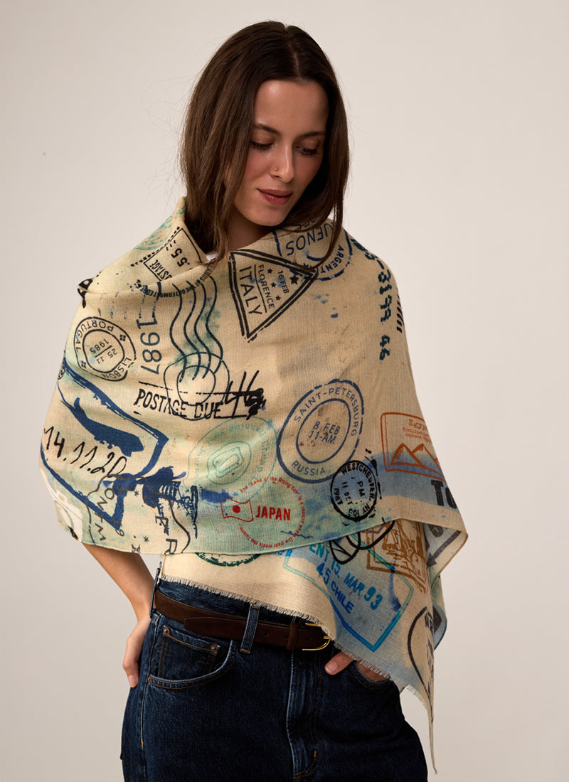 Stamp Print Wool Scarf