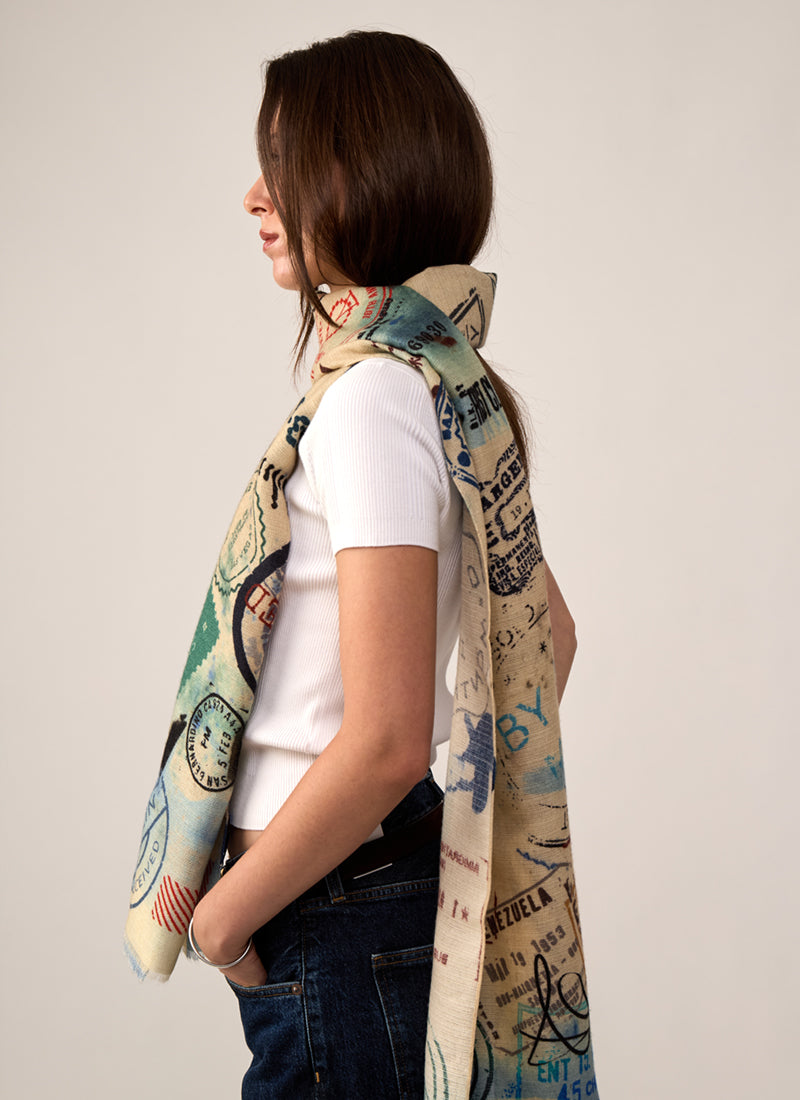 Stamp Print Wool Scarf