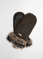 Waxed Faux-Fur Trim Mittens