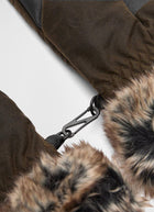 Waxed Faux-Fur Trim Mittens