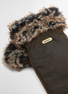 Waxed Faux-Fur Trim Mittens