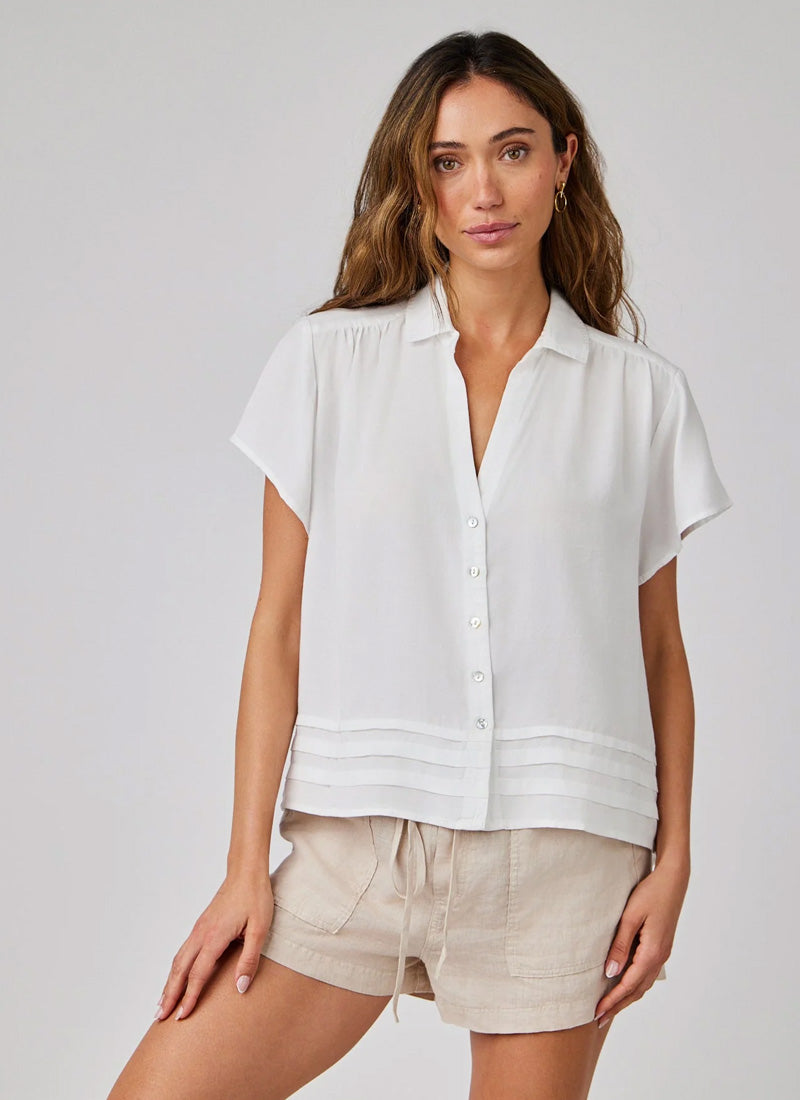 Bella Dahl Cap Sleeve Pintuck Button Down