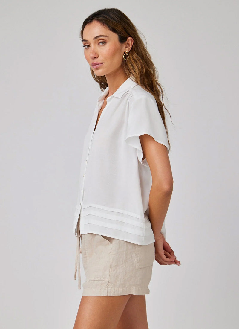 Bella Dahl Cap Sleeve Pintuck Button Down