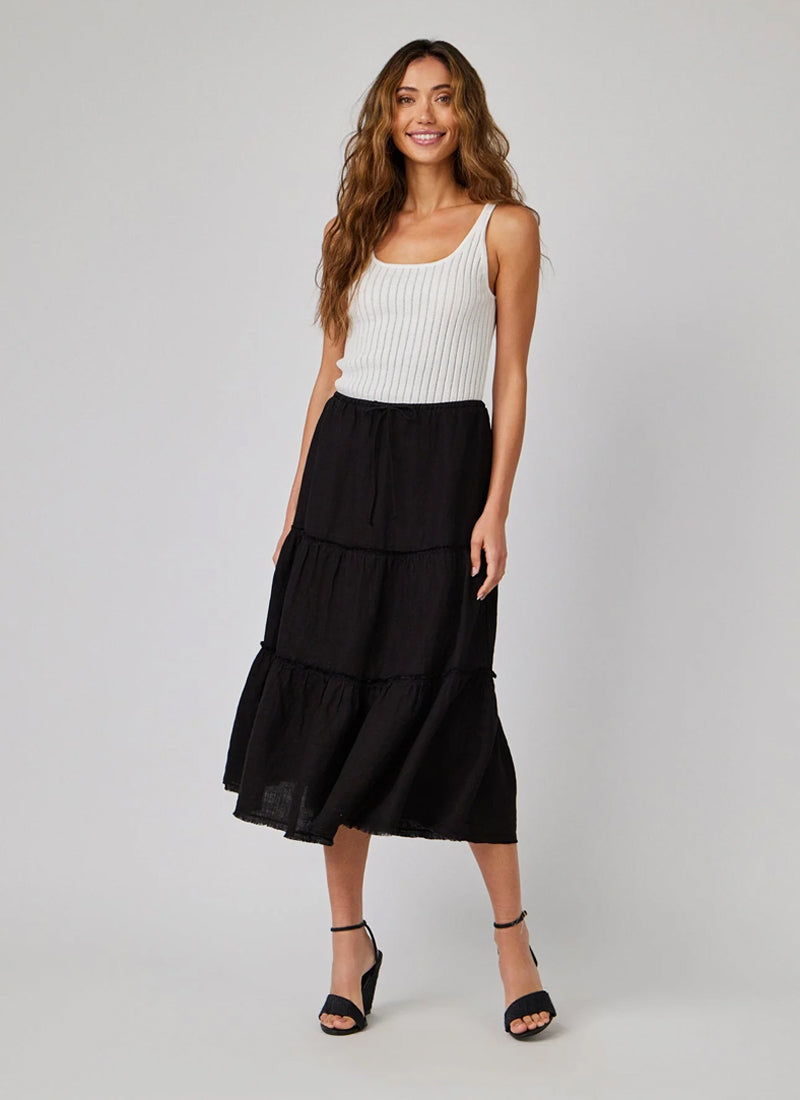 Bella Dahl Frayed Tiered Skirt