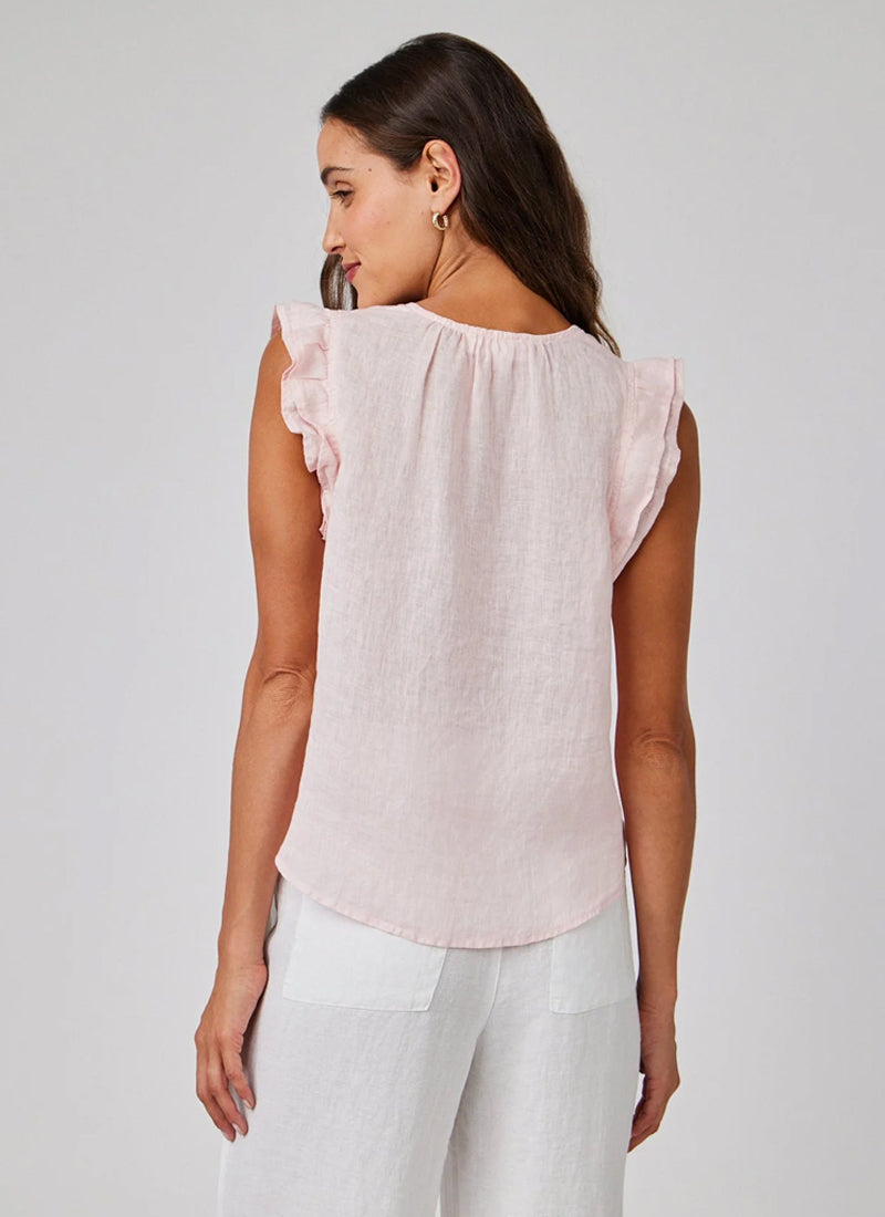 Bella Dahl Ruffle Sleeve Tie Neck Top