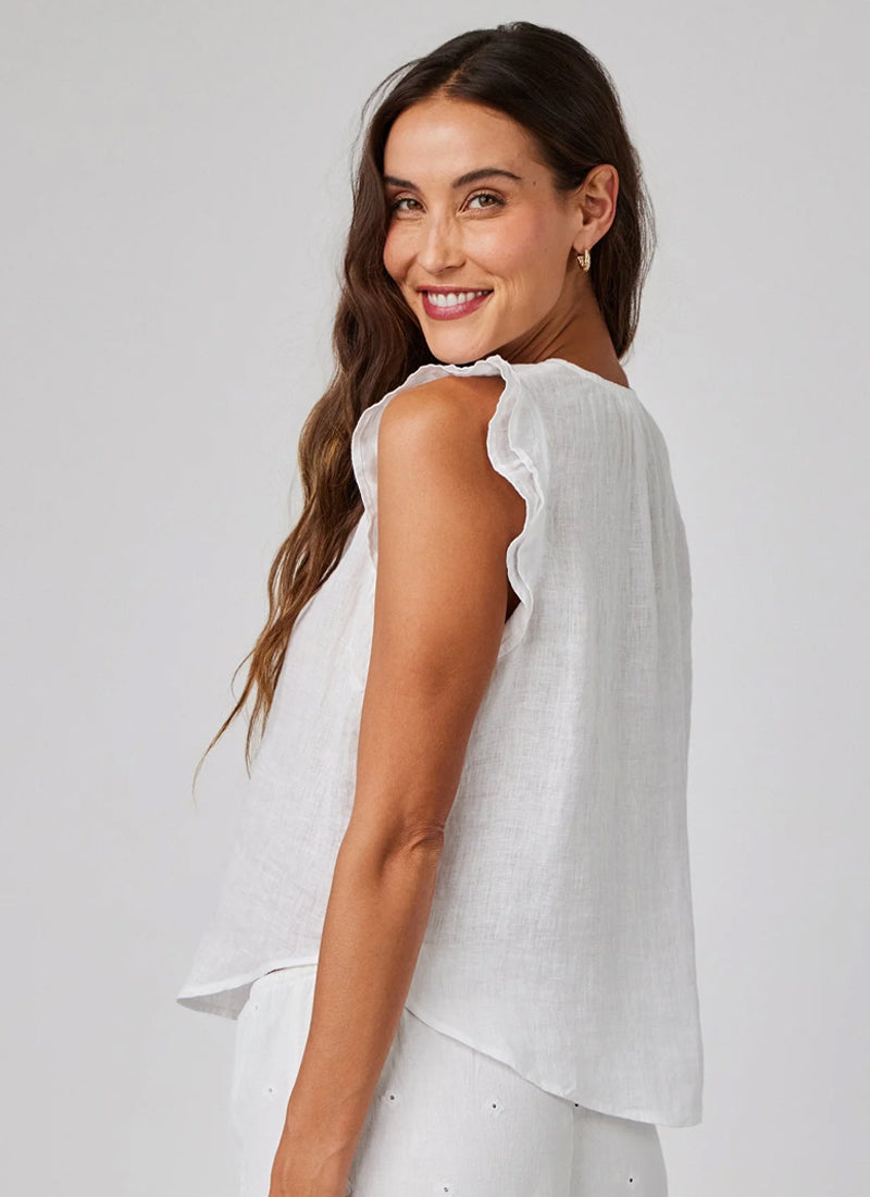 Bella Dahl Ruffle Sleeve Tie Neck Top