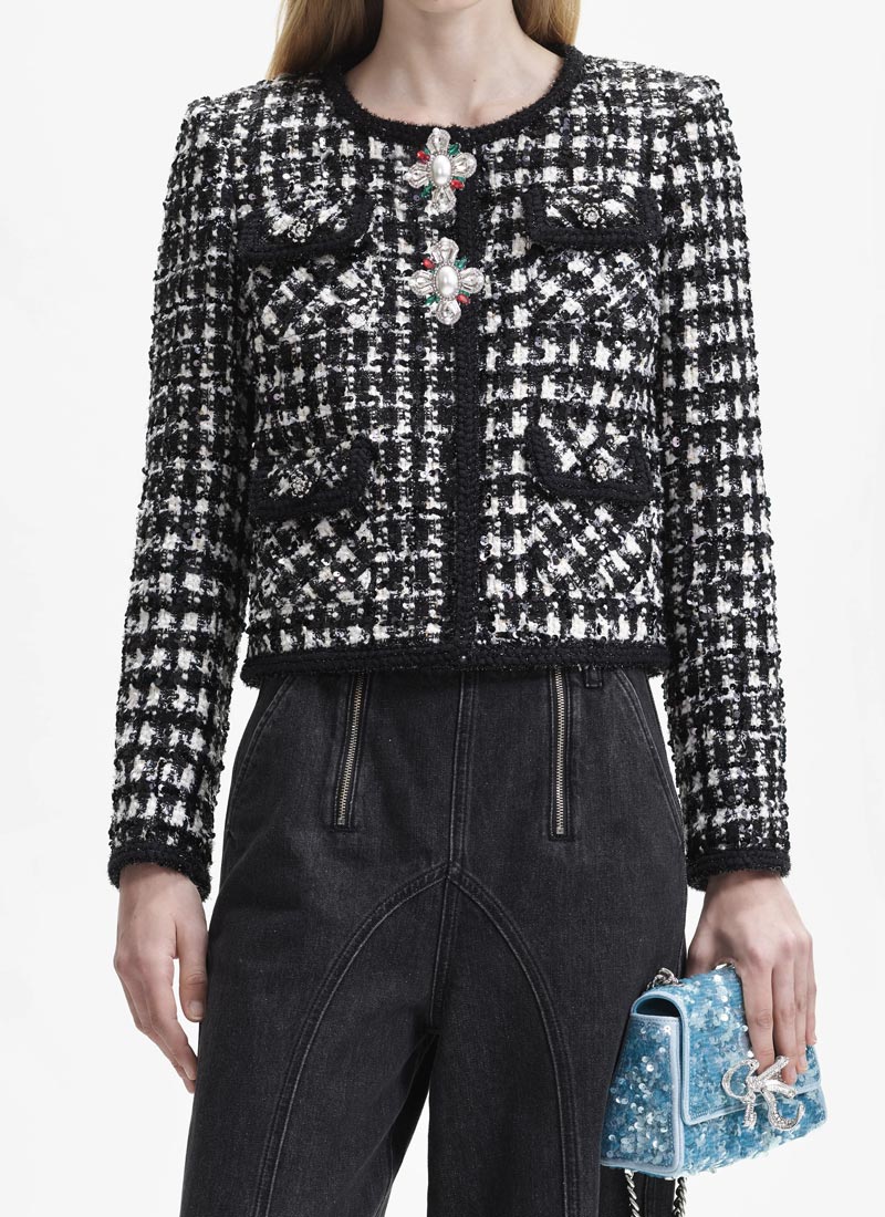 Self-Portrait Bouclé Check Jacket