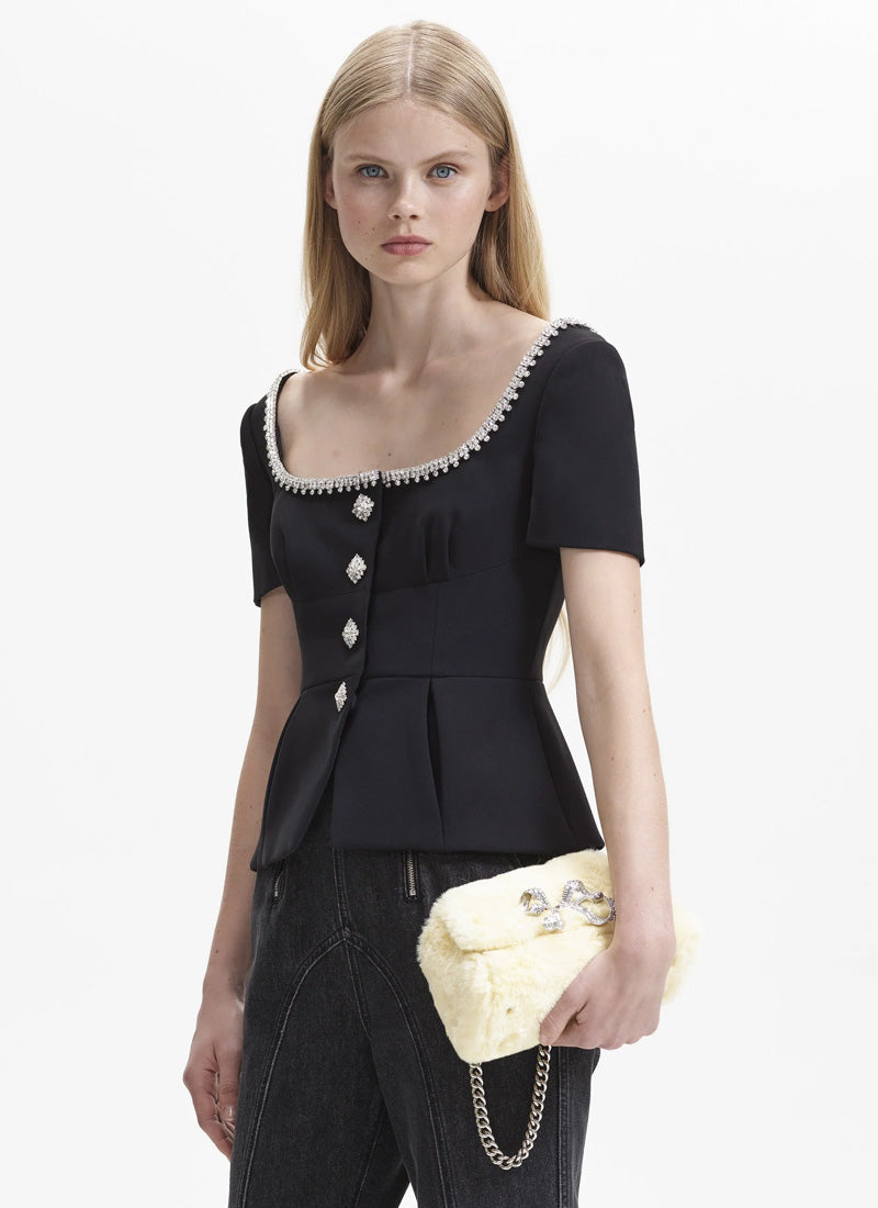 Self-Portrait Bonded Crepe Top