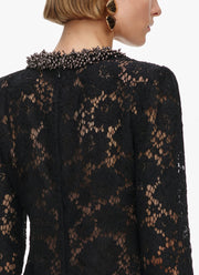  Black Lace Long Sleeve Mini Dress by Self Portrait at Andrews 