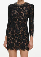  Black Lace Long Sleeve Mini Dress by Self Portrait at Andrews 