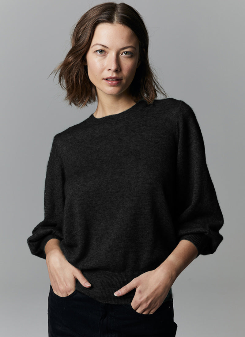 Autumn Cashmere Puffed Sleeve Cashmere Crewneck Sweater