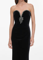  Black Velvet Maxi Dress by Self Portrait at Andrews 