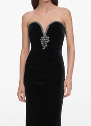  Black Velvet Maxi Dress by Self Portrait at Andrews 