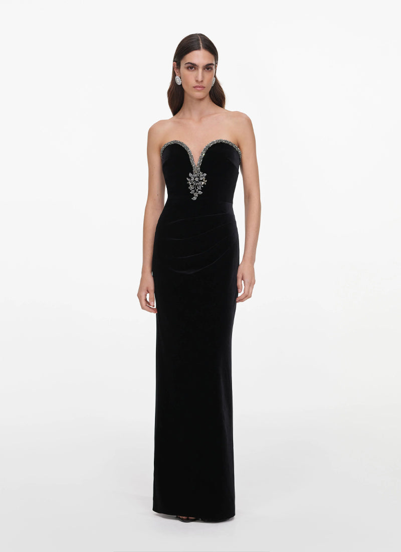  Black Velvet Maxi Dress by Self Portrait at Andrews 
