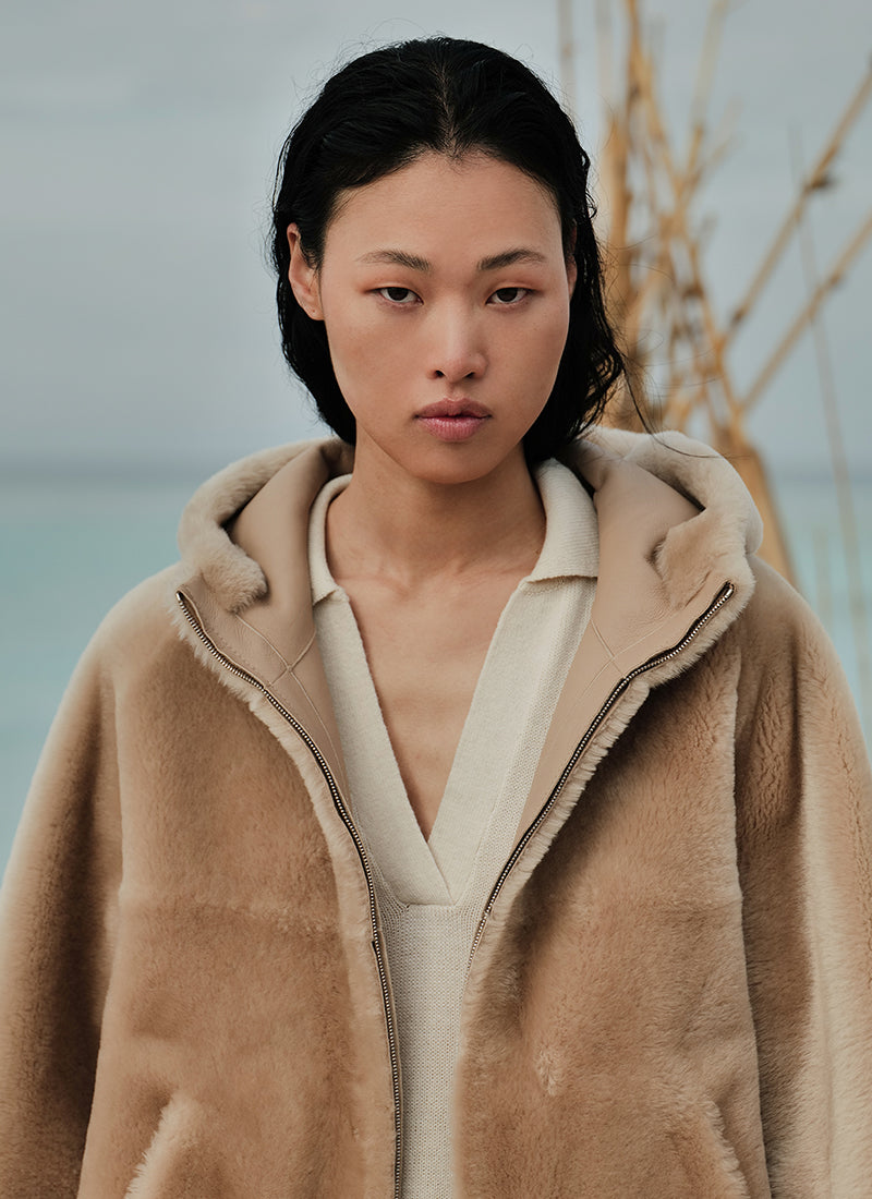 BLANCHA Straight Merino Reverse Shearling Jacket