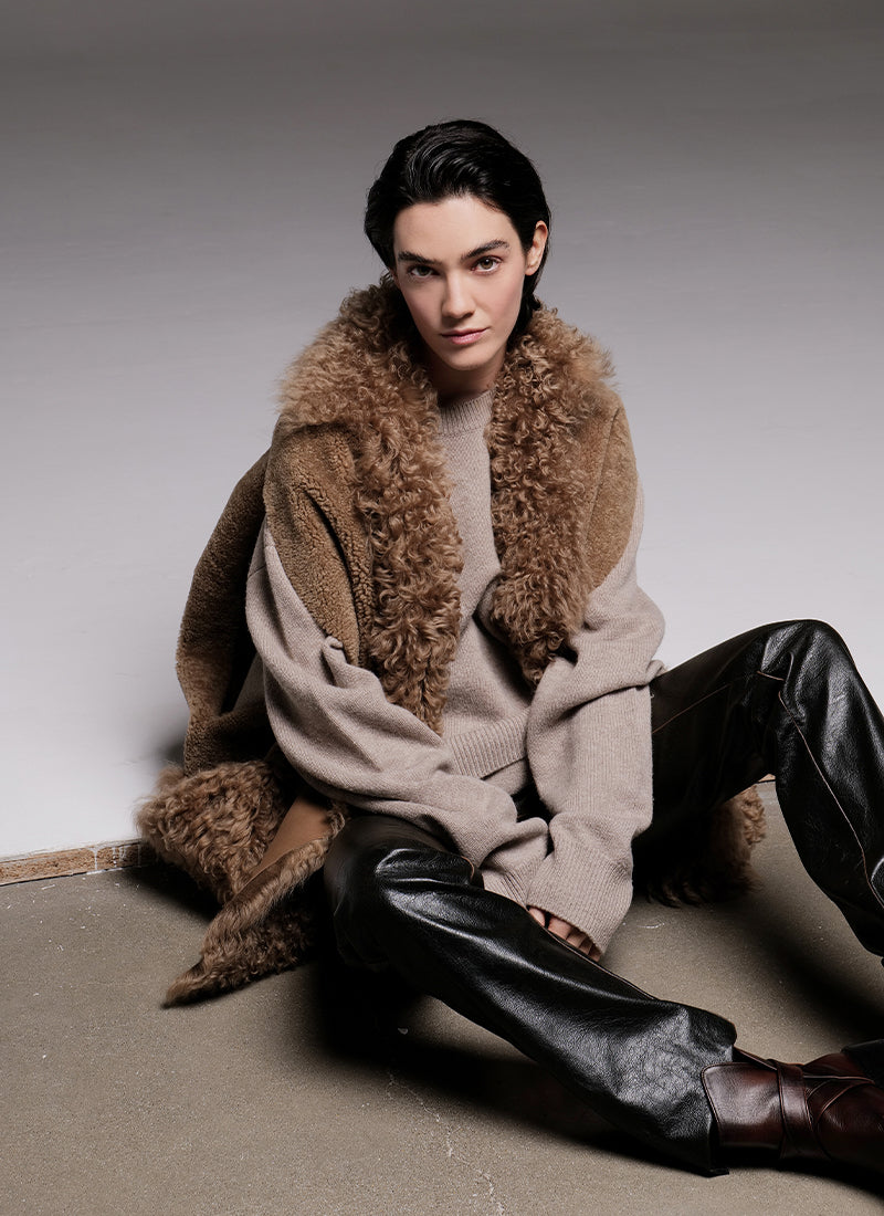 Semicurly Merino Tigrados Shearling Vest by BLANCHA at Andrews