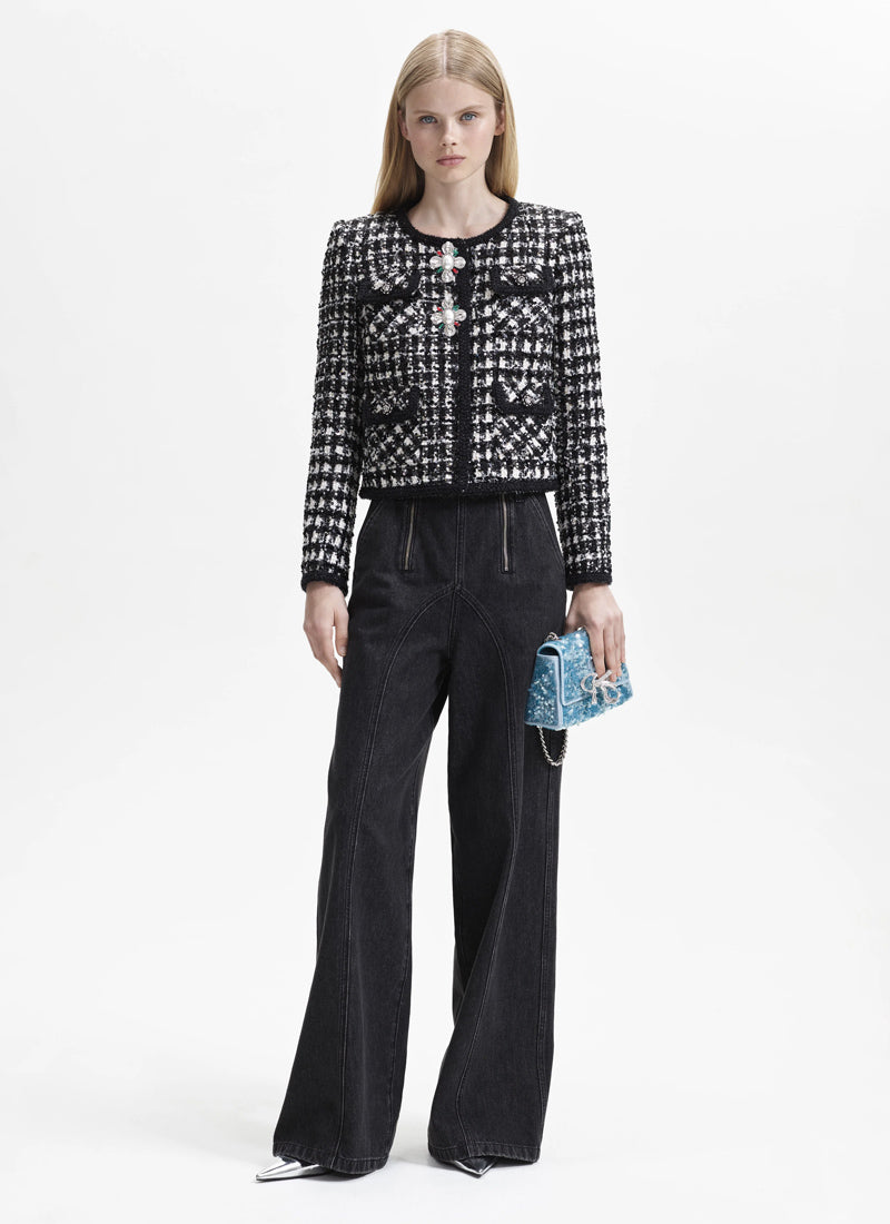 Self-Portrait Bouclé Check Jacket