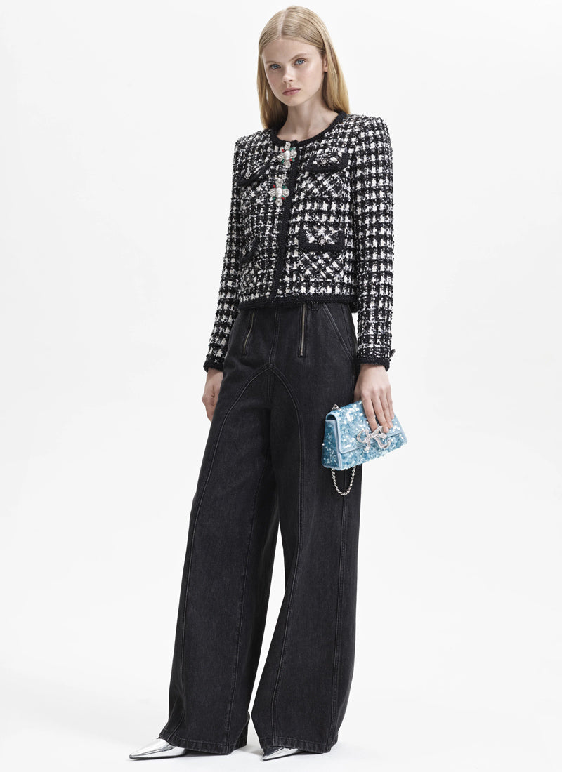 Self-Portrait Bouclé Check Jacket