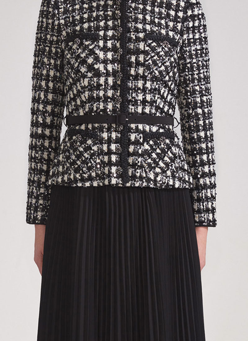 Self-Portrait Bouclé Chiffon Midi Dress