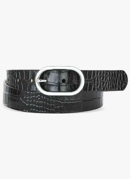 小物 minedenim square buckle belt croco 26ss No Jointed - Green Genuine CROC Leather SKIN MEN'S Belt - W 1.3