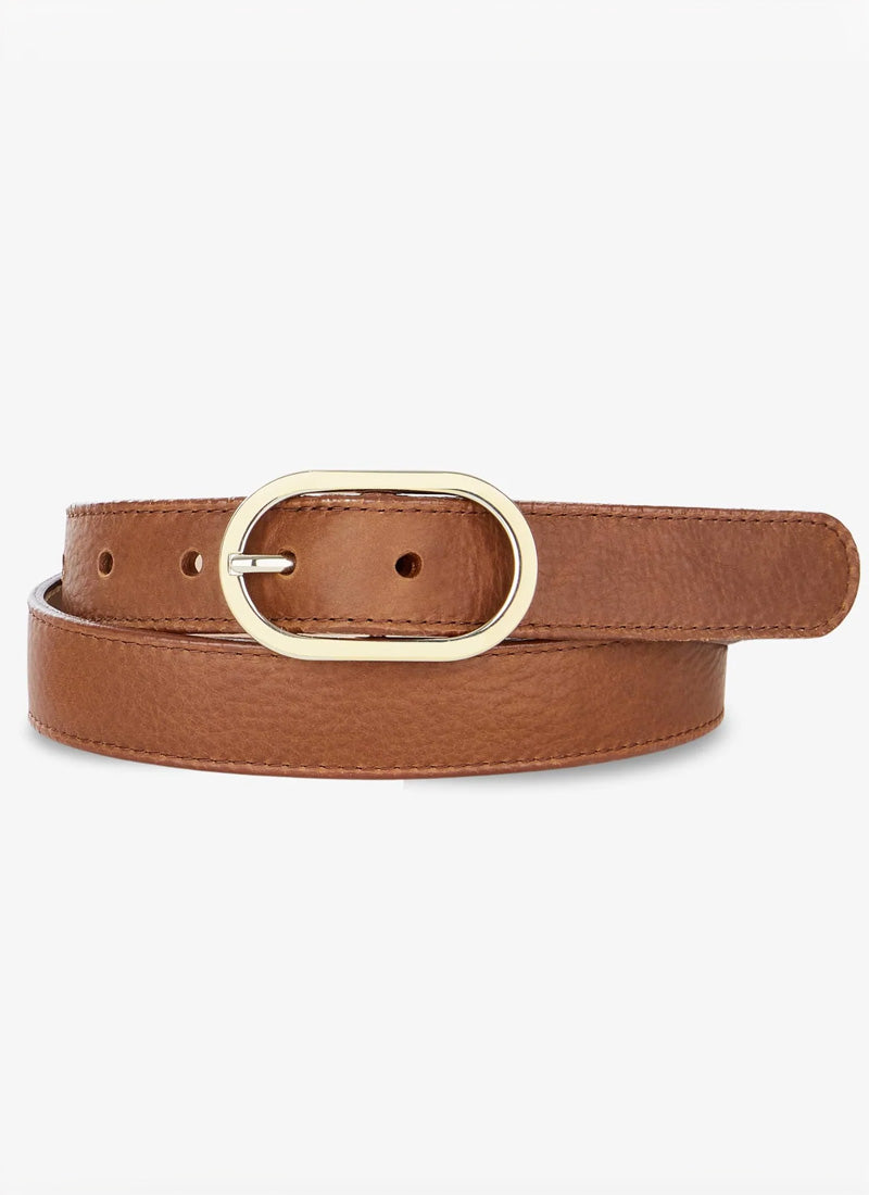 Brave Leather Kezia Nappa Pebbled Leather Bronze Belt